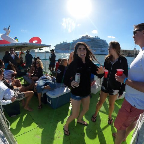 a group of people that are standing in the water