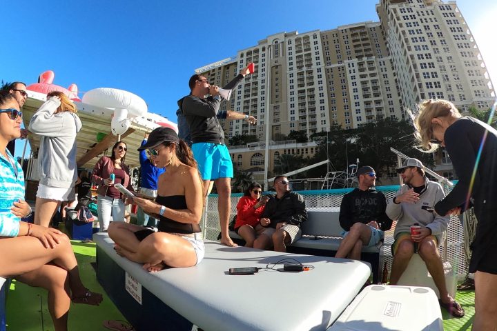 a group of people sitting at a table