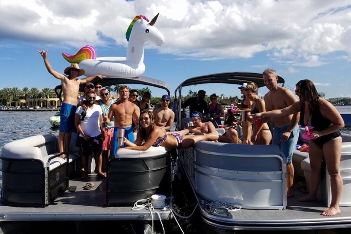 a group of people on a boat