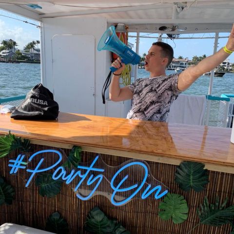 a person sitting on a table