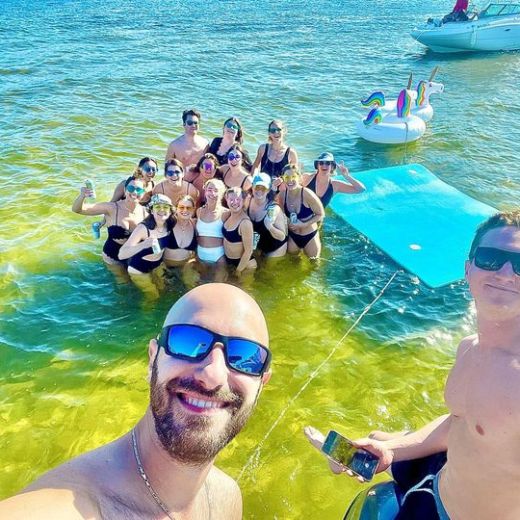 a man in a pool of water